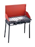 Camp Chef Sport Utility DJ-60LW Table Top Sport Stove with Suitecase style lid. 2x30,000 BTU. Red/ Black with Legs